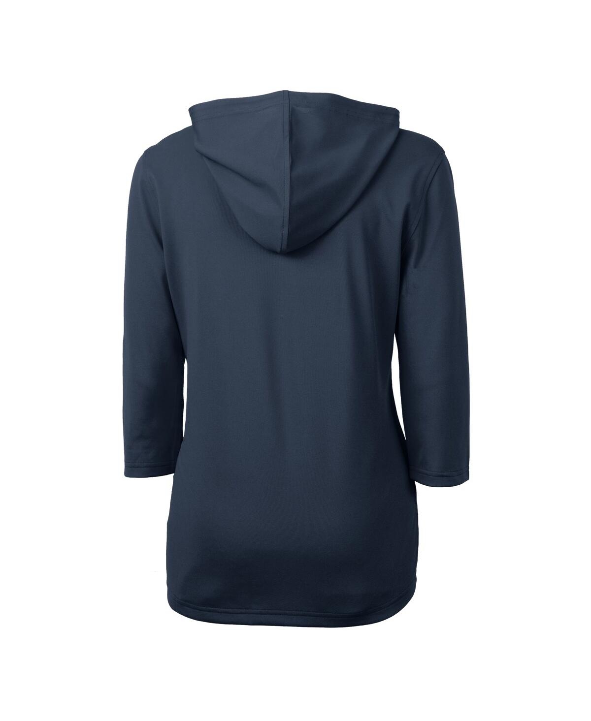 Cutter & Buck Women's Navy New England Patriots Helmet Logo Drytec Virtue Eco Pique 3/4-sleeve Half-zip Pullover H In Navy