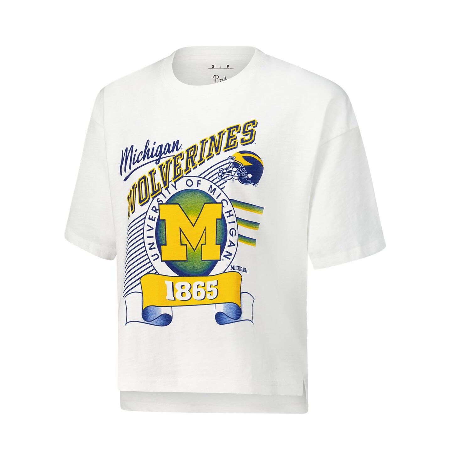 Женская футболка Pressbox White Michigan Wolverines Rock Roll Slub — фото 2