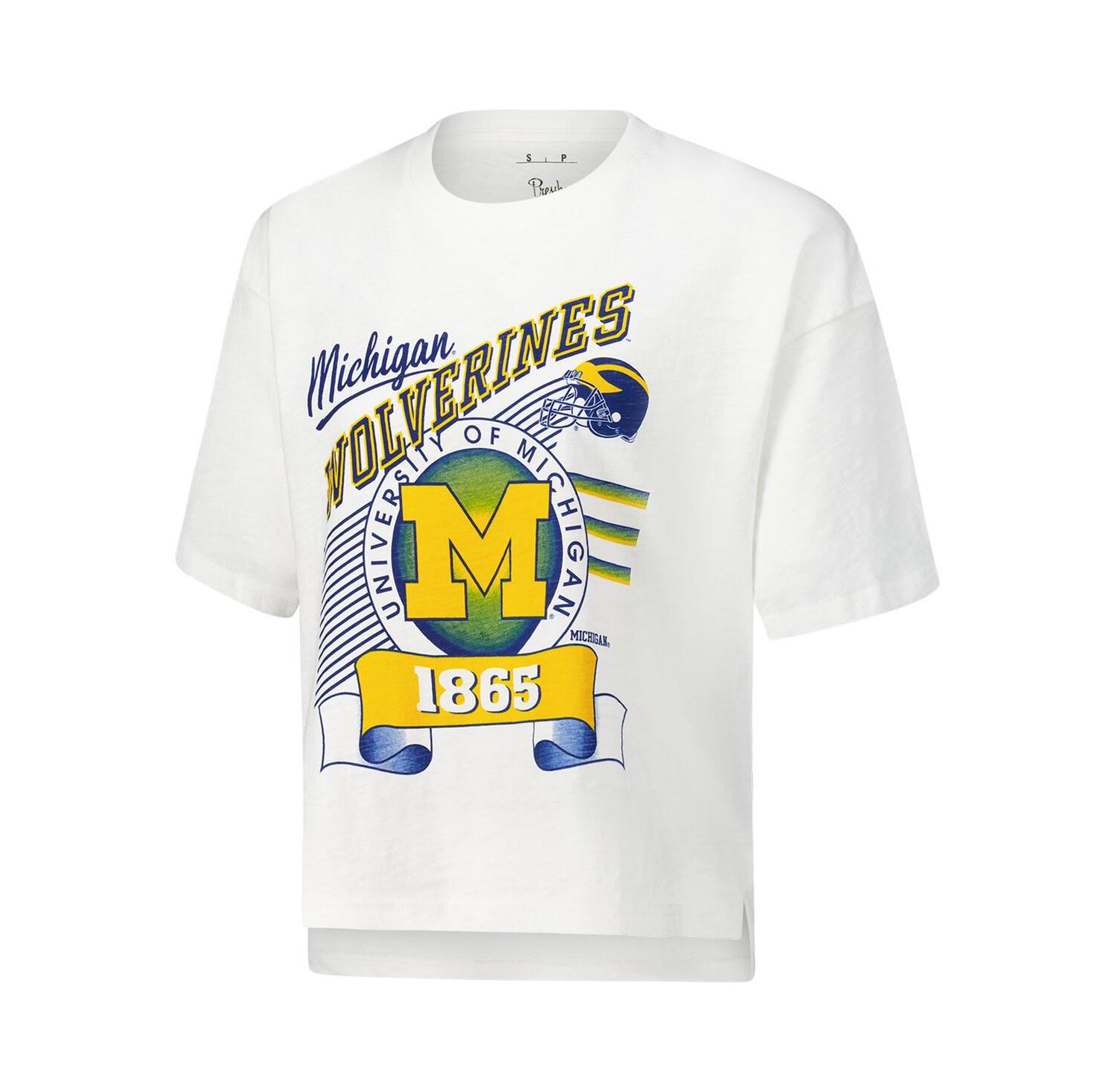 Women's White Michigan Wolverines Rock Roll Slub T-Shirt