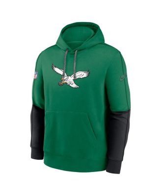 Men's Kelly Green Philadelphia Eagles Throwback Logo Club Tri-Blend Pullover Hoodie