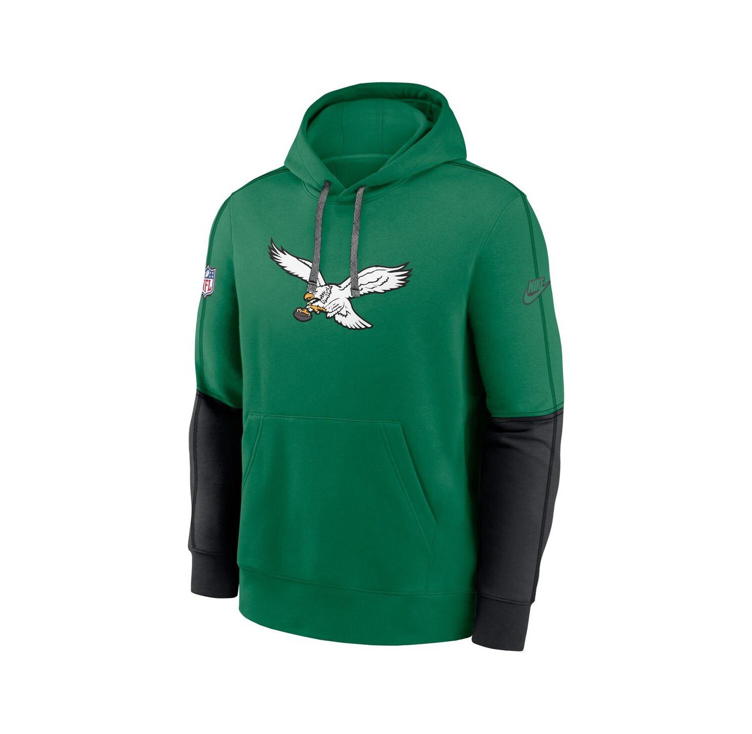 Men's Kelly Green Philadelphia Eagles Throwback Logo Club Tri-Blend Pullover Hoodie