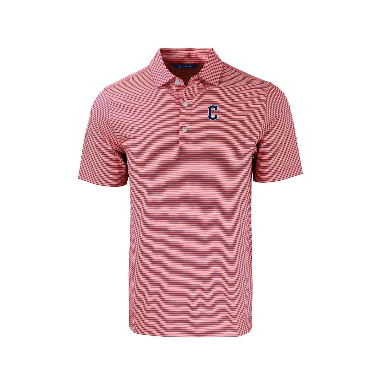 Мужское поло Cutter & Buck Red/White Cleveland Guardians Forge Eco Double Stripe Stretch Polo — фото 3