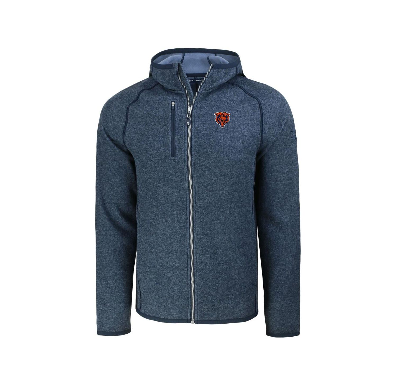 Men's Heather Navy Chicago Bears Throwback Mainsail Sweater-Knit Full-Zip Hoodie