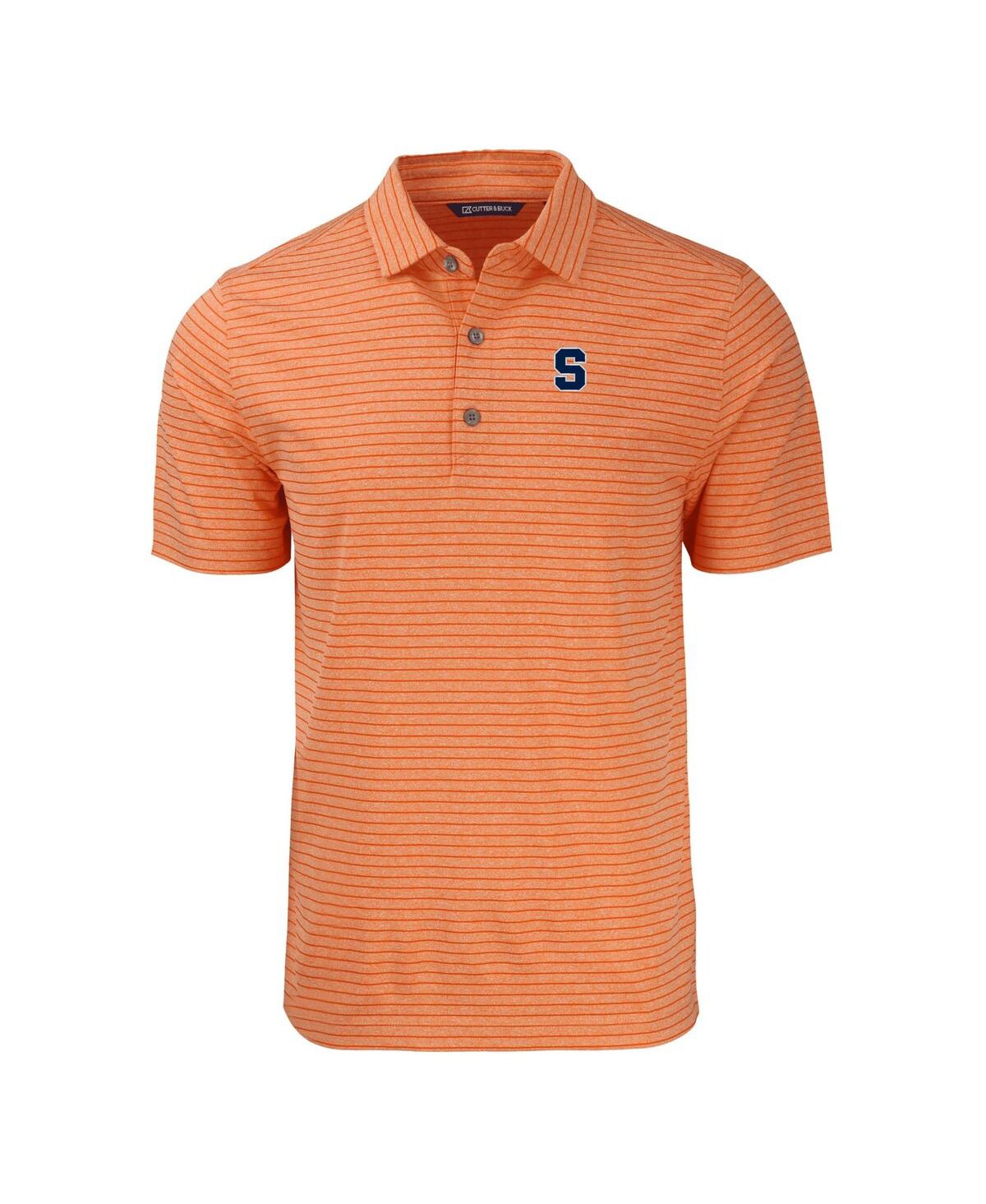 Cutter & Buck Men's Heather Orange Syracuse Orange Forge Eco Heathered Stripe Stretch Polo In Heather Orange