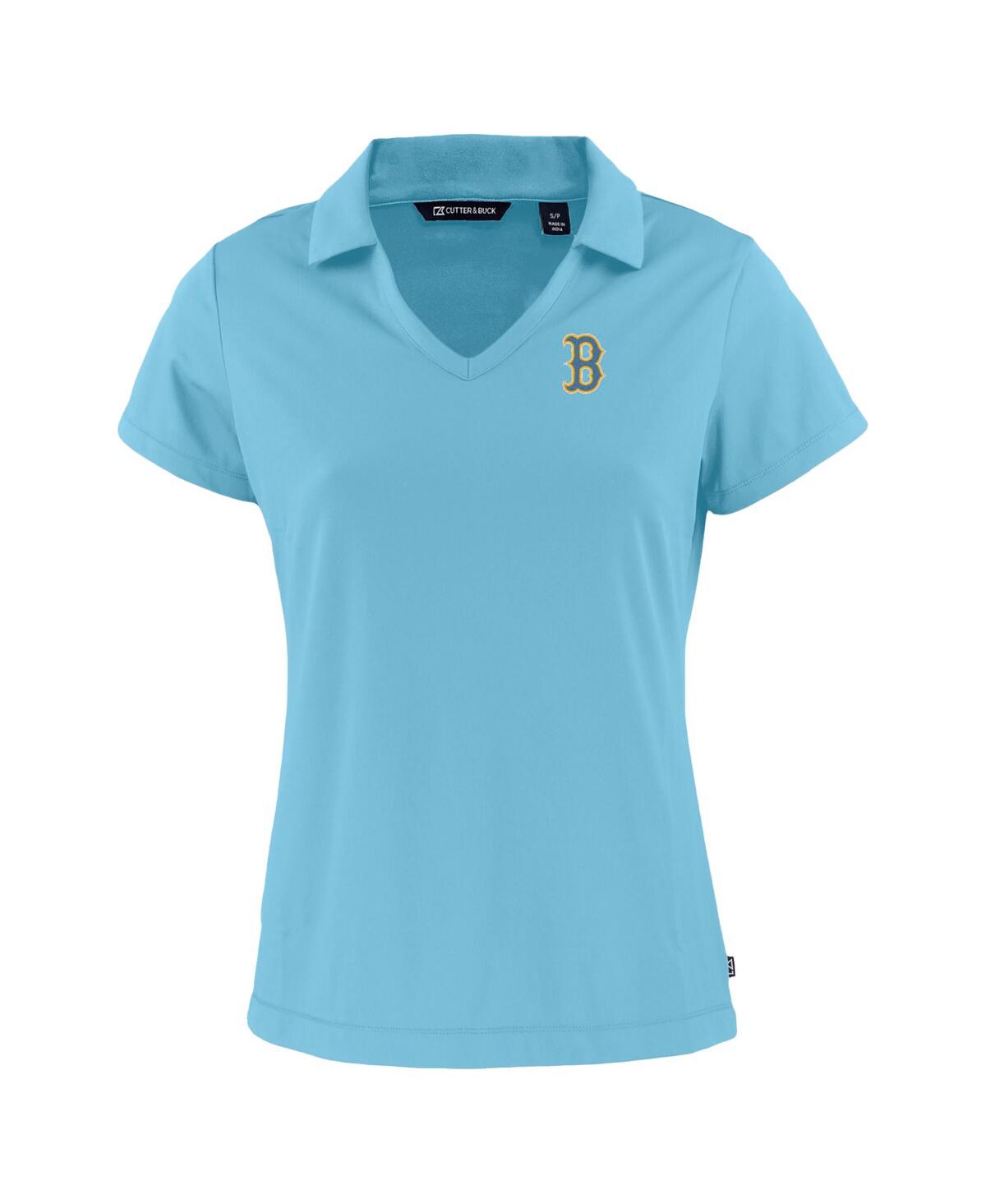 Cutter & Buck Women's Powder Blue Boston Red Sox City Connect Daybreak Eco V-neck Polo In Powder Blue