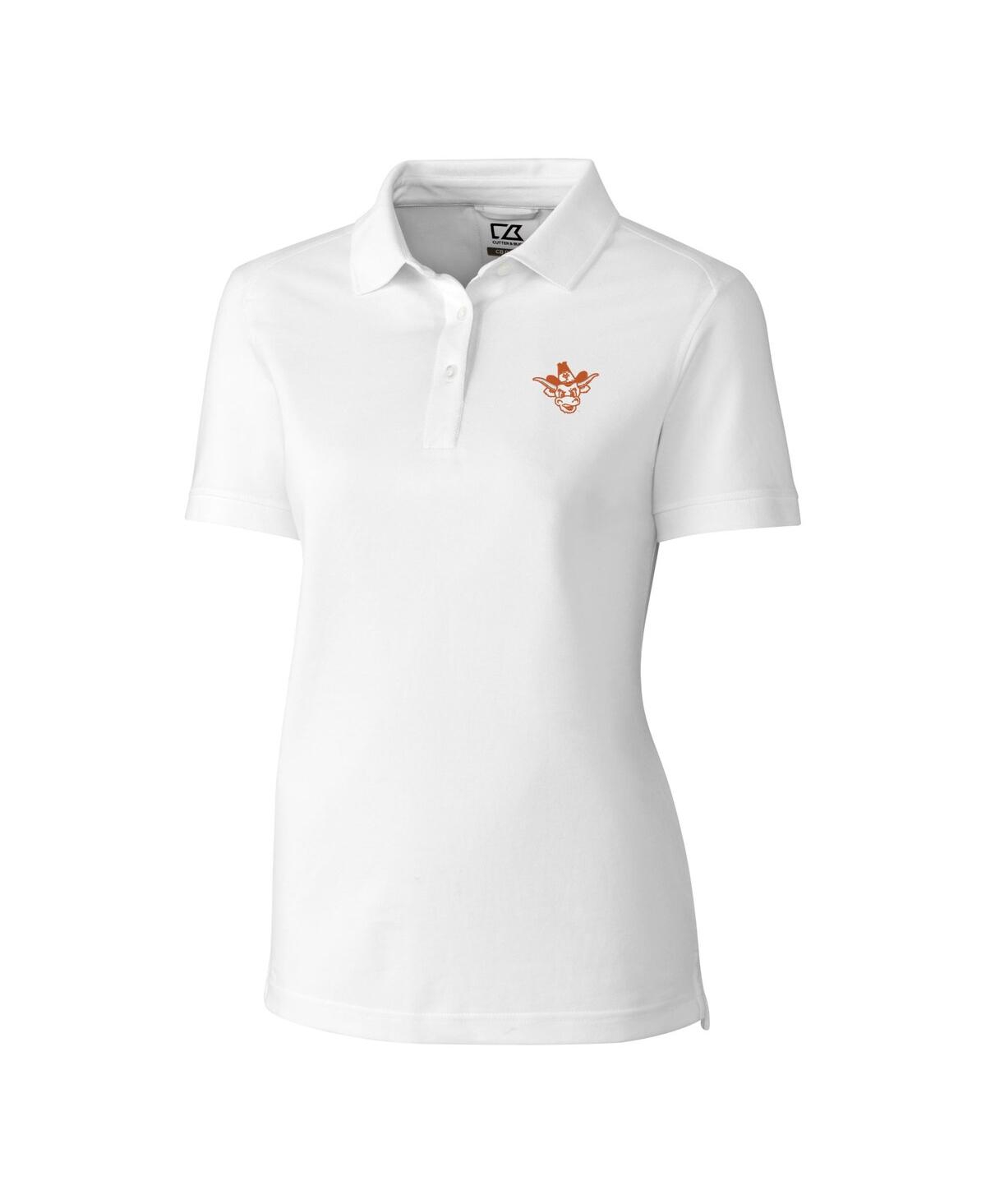 CUTTER & BUCK WOMEN'S WHITE TEXAS LONGHORNS VAULT DRYTEC ADVANTAGE TRI-BLEND PIQUE WOMEN'S POLO 