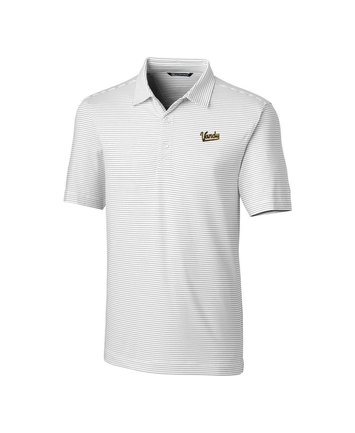 Cutter & Buck Men's White Vanderbilt Commodores Vault Forge Pencil Stripe Stretch Polo In White