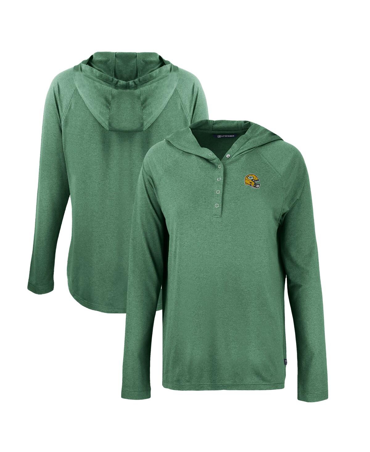 CUTTER & BUCK WOMEN'S HUNTER GREEN GREEN BAY PACKERS COASTLINE EPIC COMFORT ECO RAGLAN PULLOVER HOODIE 