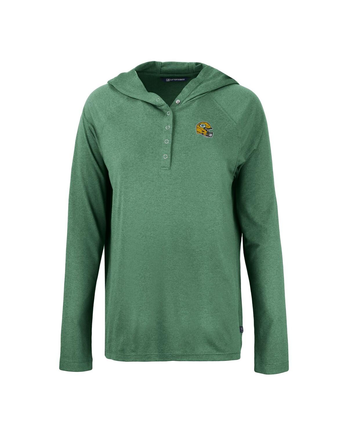 CUTTER & BUCK WOMEN'S HUNTER GREEN GREEN BAY PACKERS COASTLINE EPIC COMFORT ECO RAGLAN PULLOVER HOODIE 