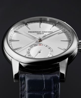 Men's Swiss Automatic Classic Date Manufacture Blue Leather Strap Watch 40mm