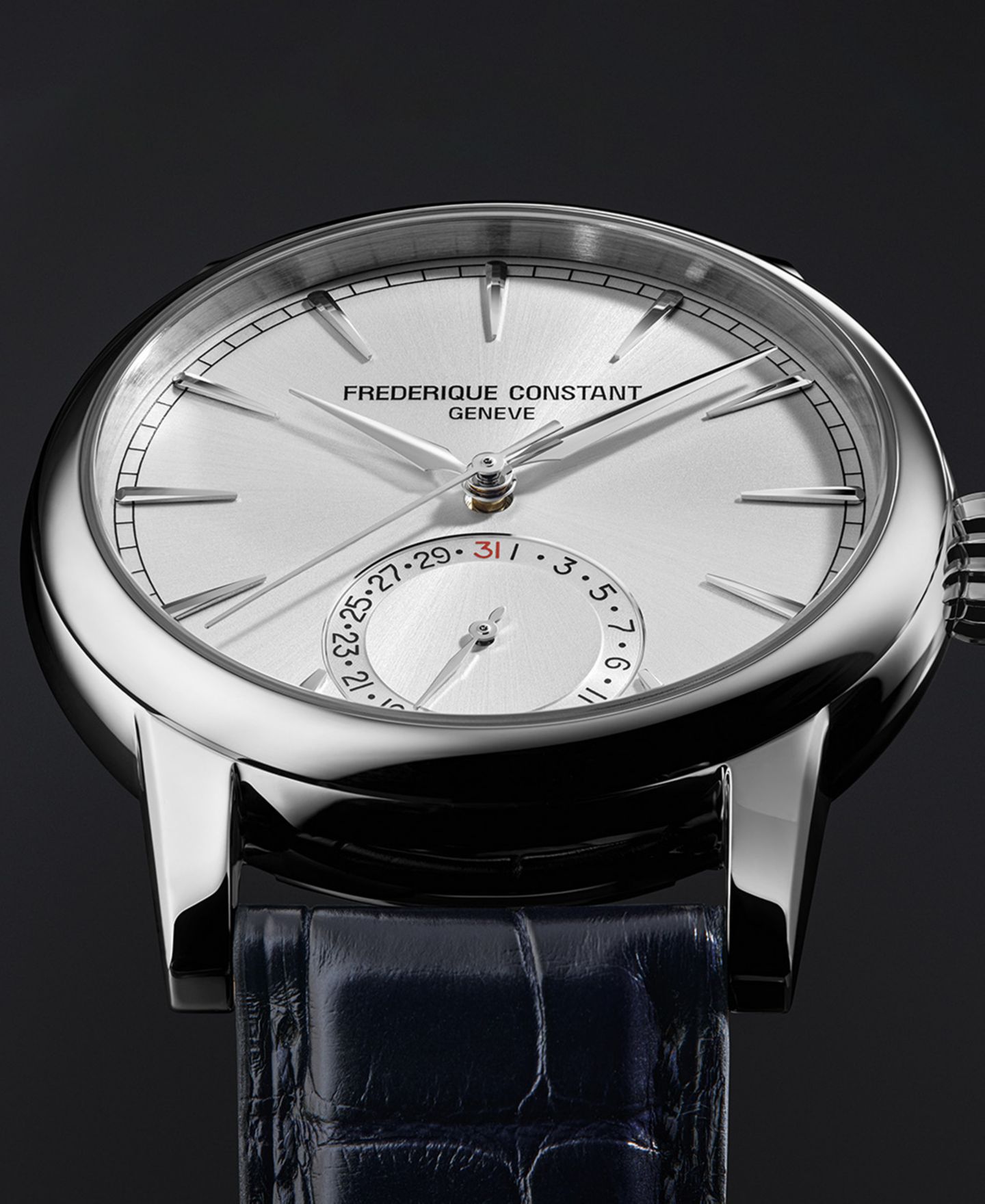 Мужские часы Frederique Constant Swiss Automatic Classic Date Manufacture Blue Leather Strap Watch 40mm — фото 4