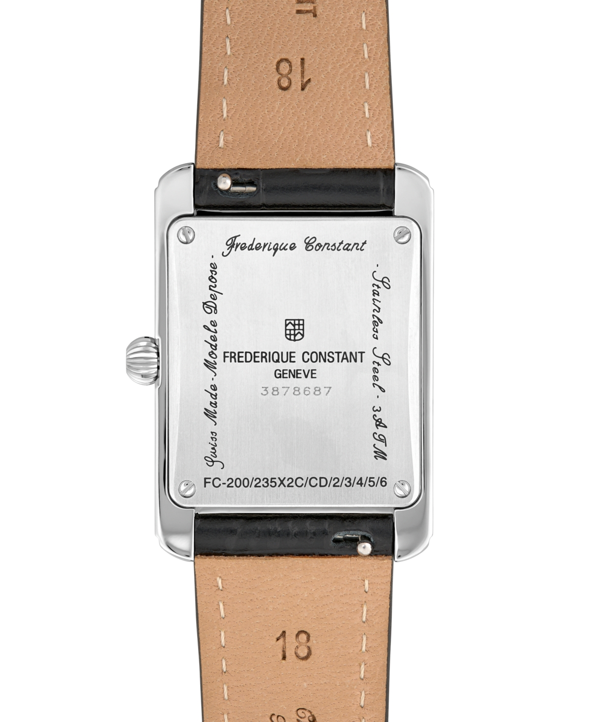 Frederique Constant Women's Swiss Carree Small Seconds Diamond (1-1/5 Ct. T.w.) Black Leather Strap Watch 25mm In Black