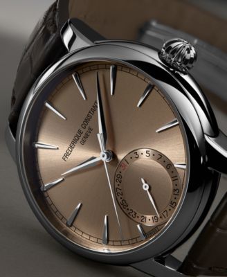 Men's Swiss Automatic Classic Date Manufacture Brown Leather Strap Watch 40mm