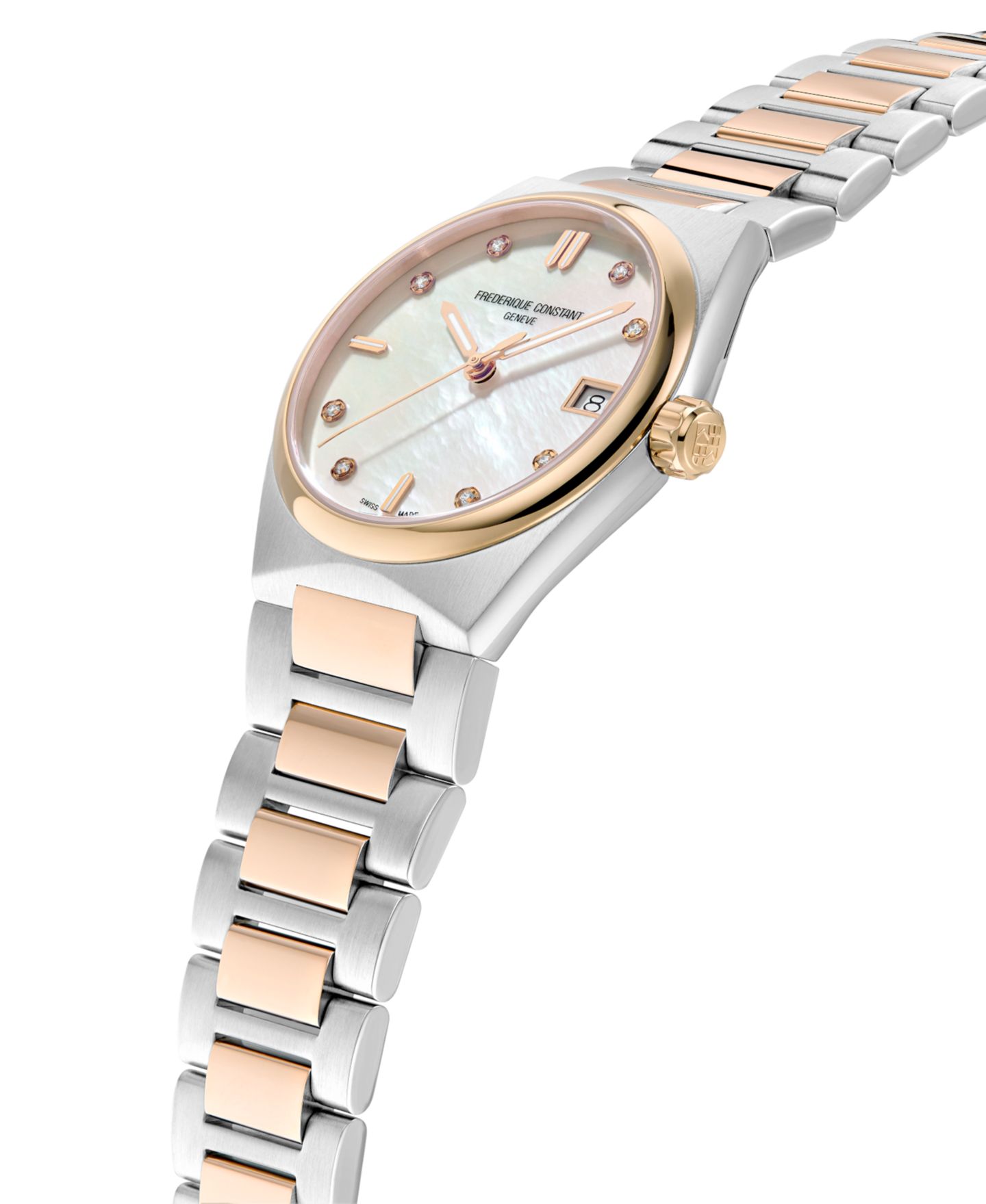 Женские часы Frederique Constant Swiss Highlife Diamond (0.04 ct. t.w.) Two-Tone Stainless Steel Bracelet Watch 31mm — фото 2