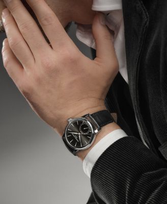 Men's Swiss Automatic Classic Date Manufacture Black Leather Strap Watch 40mm