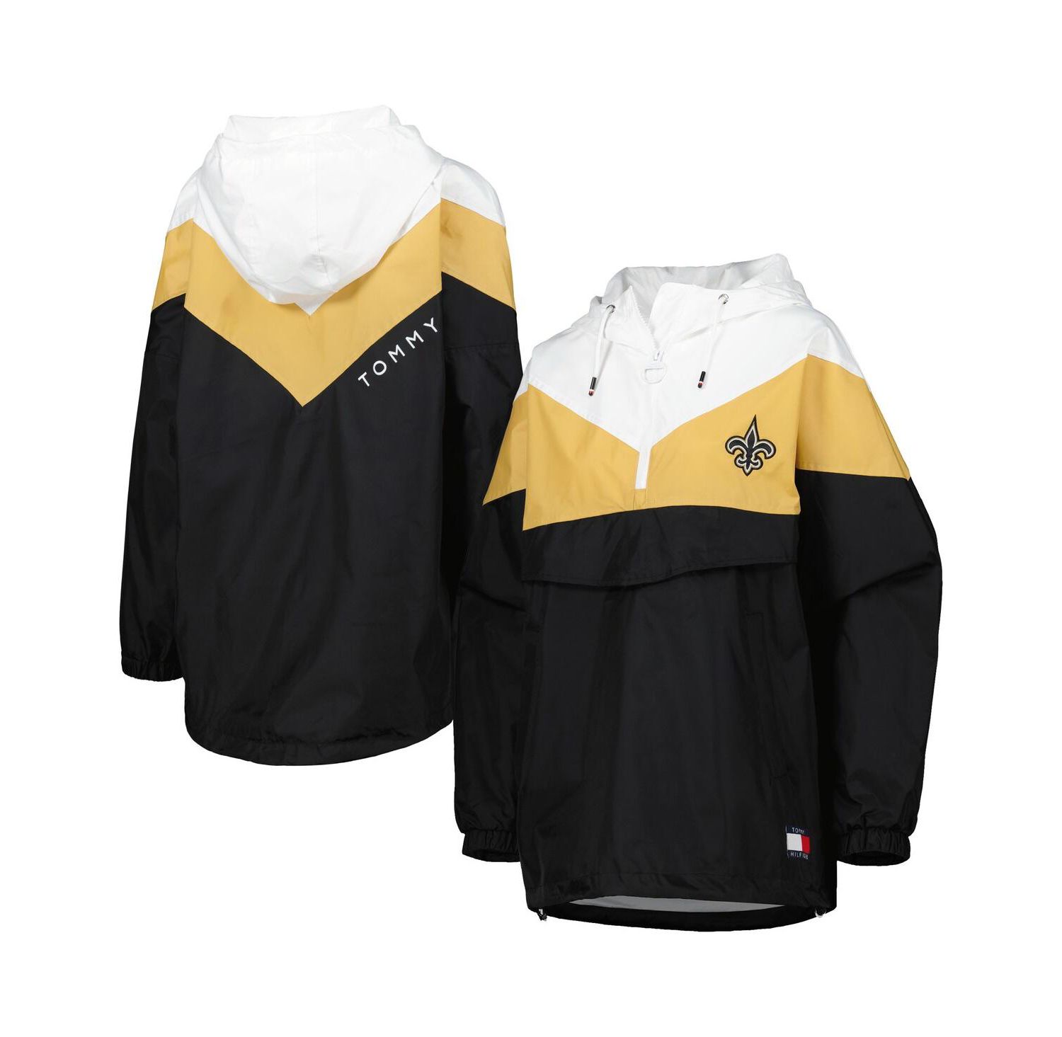 Women's White/Gold New Orleans Saints Staci Half-Zip Hoodie Windbreaker Jacket