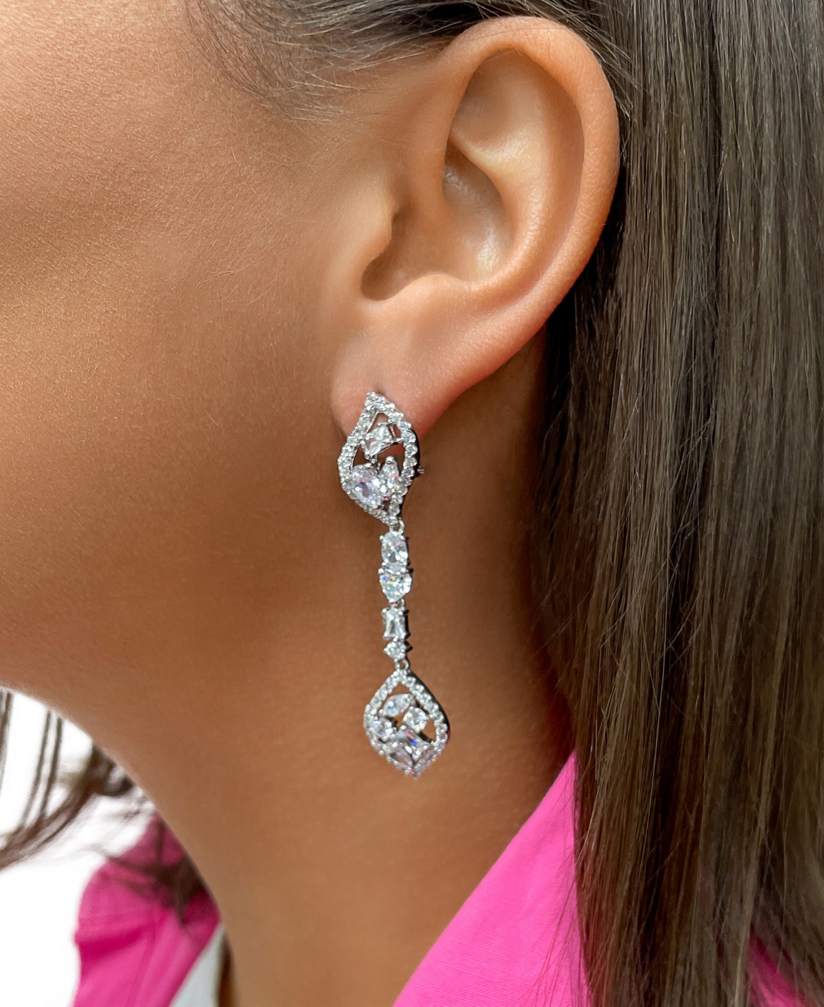 Sterling Forever Mariah Cubic Zirconia Drop Earrings In Silver