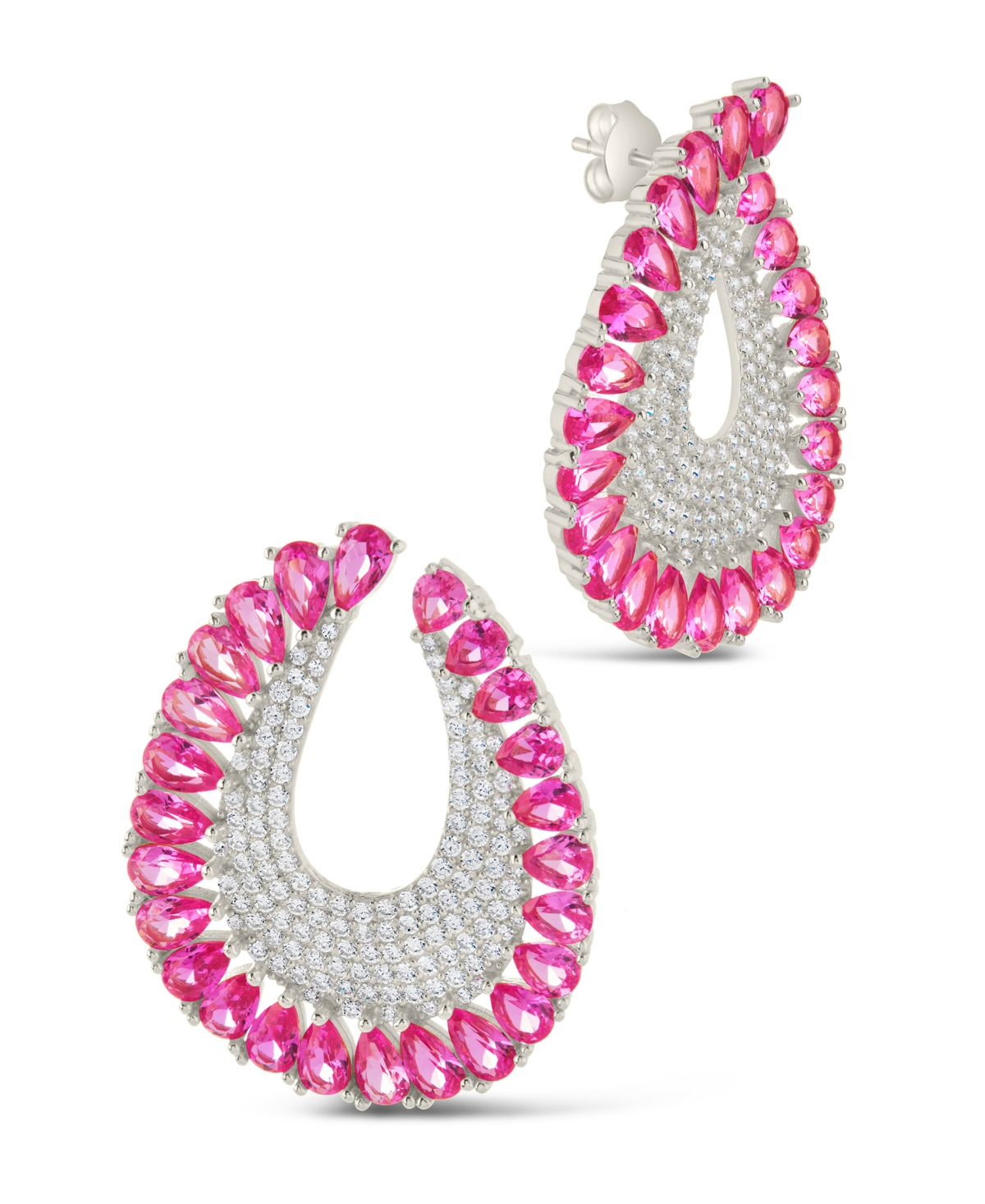 Sterling Forever Maria Elena Cubic Zirconia Statement Stud Earrings In Silver