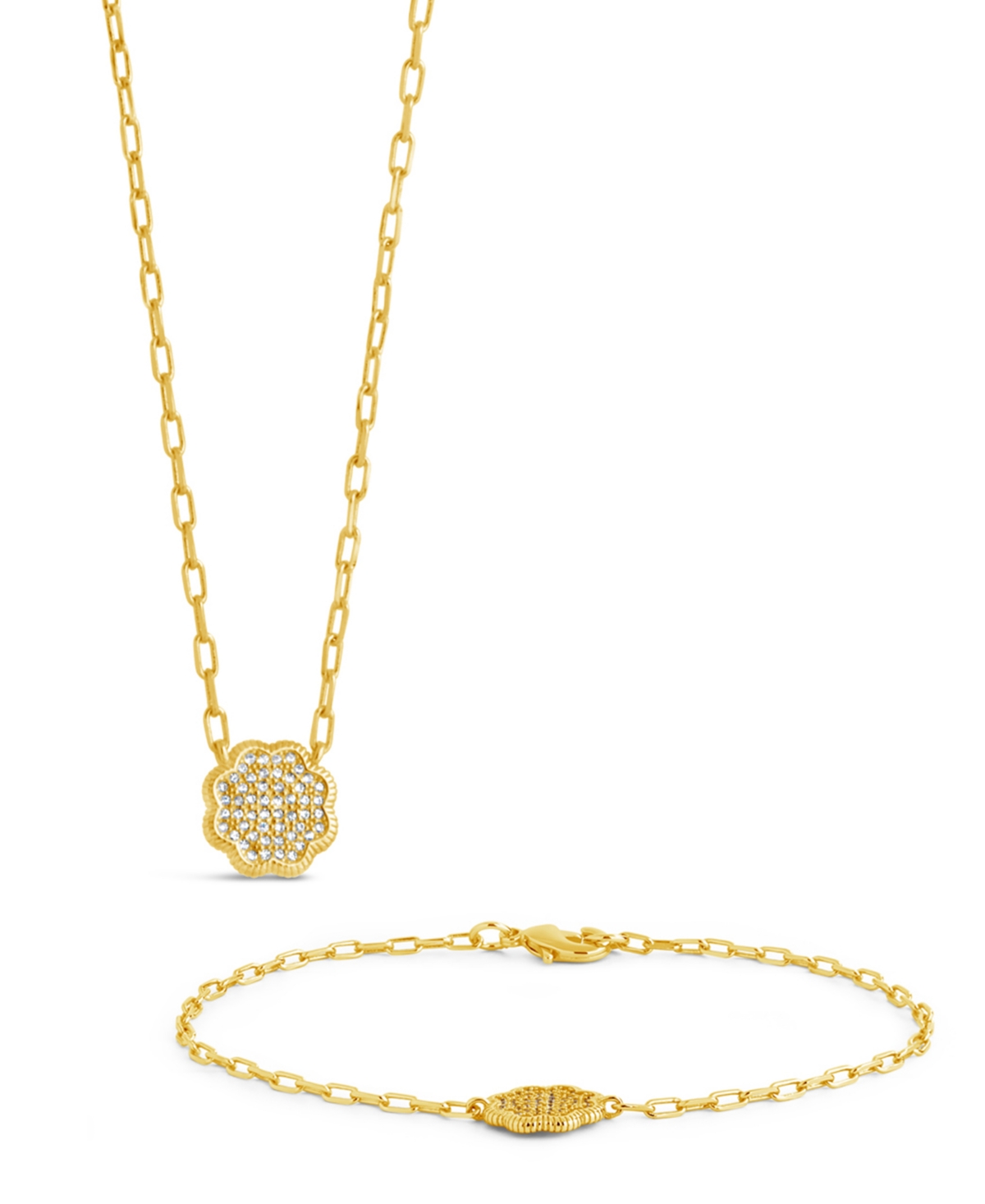 Sterling Forever Raemy Cubic Zirconia Rose Petal Matching Set In Gold