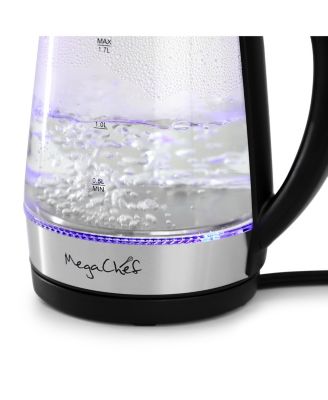 1.7 Quart Glass and Stainless Steel Electric Tea Kettle in Silver