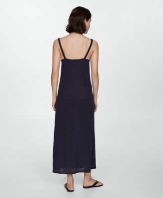 Mango Women's Knot Detail Linen Dress - Macy's