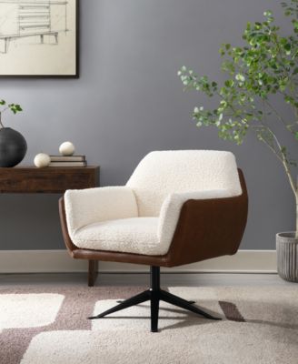 Ace 32" Wood Two-Toned Swivel Accent Chair