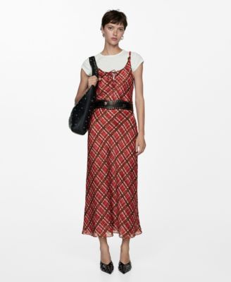 Mango Women's Regular Check Long Dress - Macy's