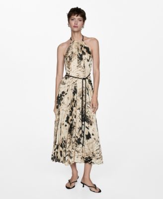 Women's Pleated Animal-Print Dress