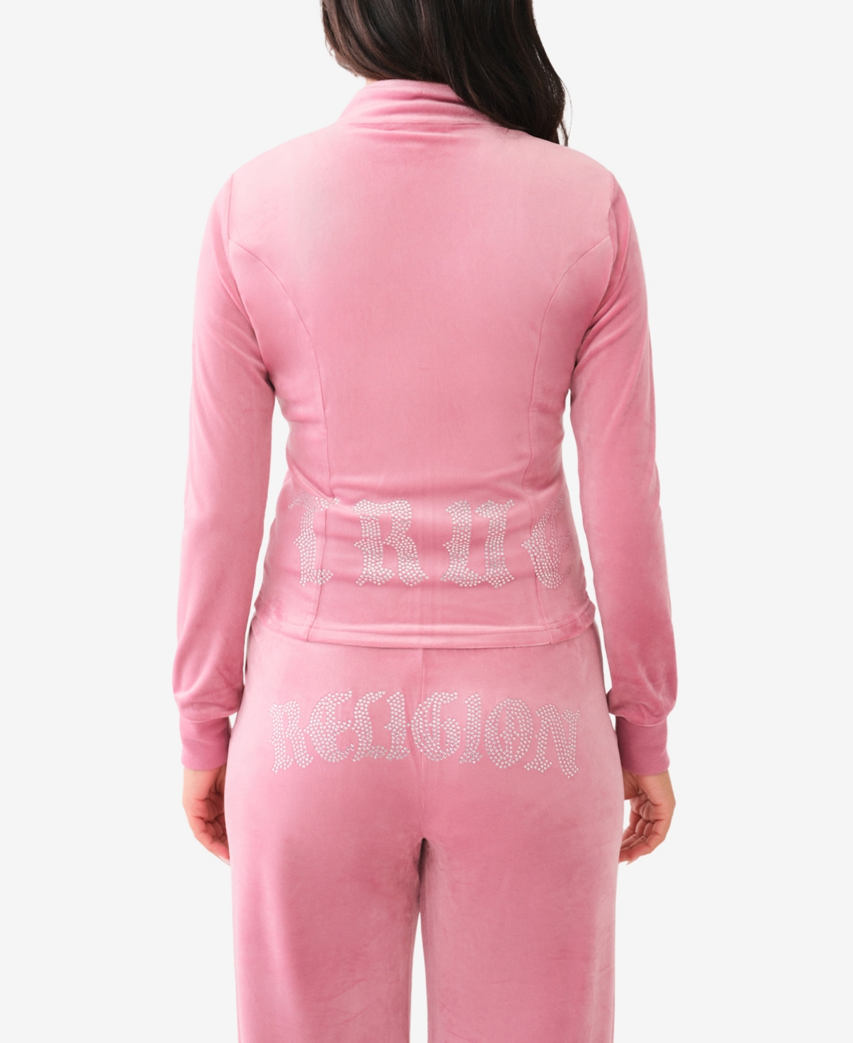 TRUE RELIGION WOMEN'S CRYSTAL WING VELOUR TRACK JACKET 