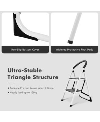 2.75-Foot Folding Step Stool with Iron Frame and Anti-Slip Pedals