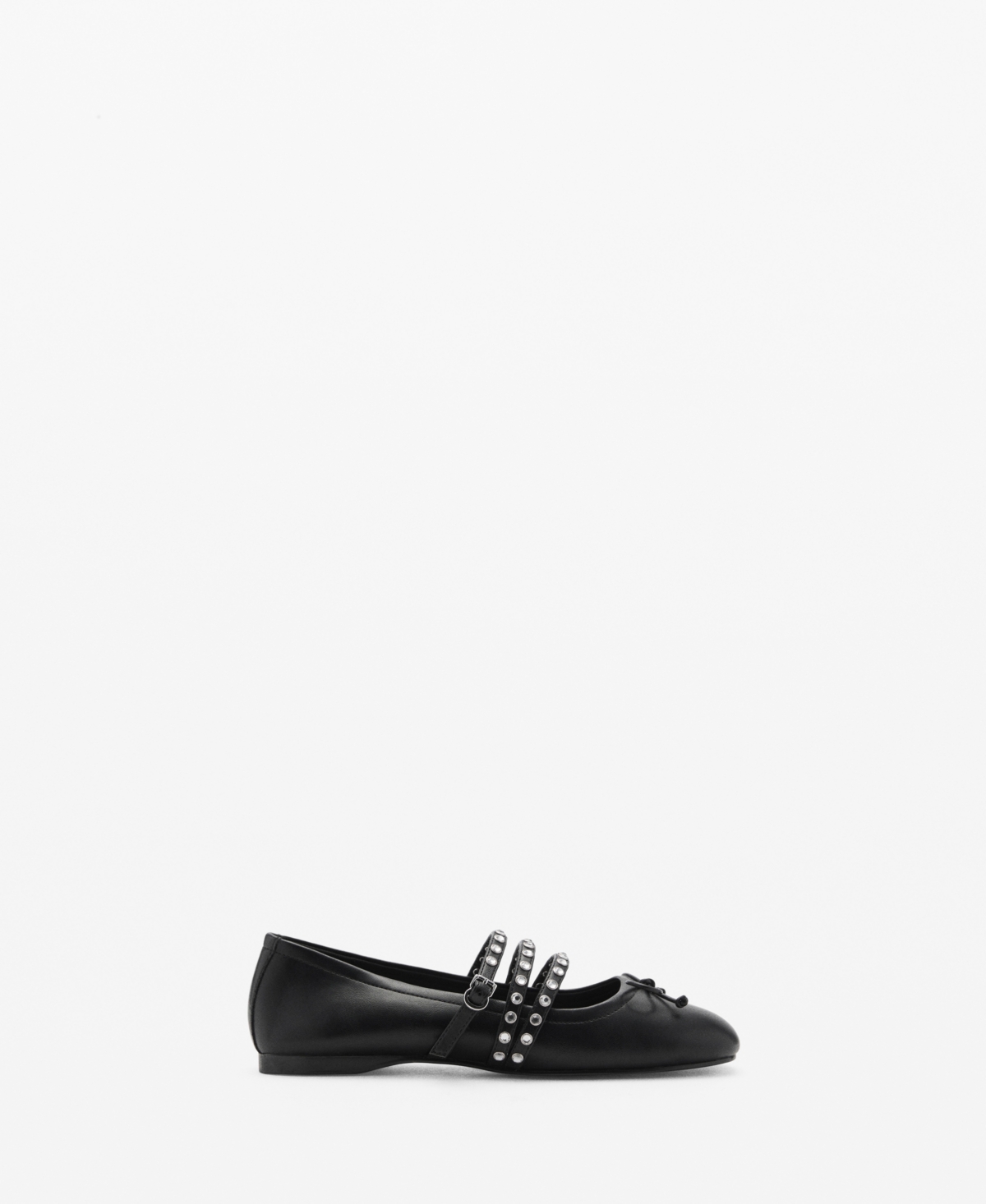 Mango Studded Ballet Flats With Straps Black In Black