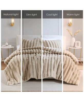 Jasmine Faux Fur Reverse to Velvet 3-Pc. Comforter Set, Full/Queen