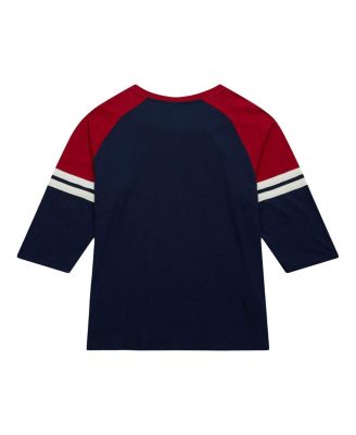 Men's Navy Boston Red Sox Cooperstown Collection Legendary Raglan Slub Henley 3/4-Sleeve T-Shirt