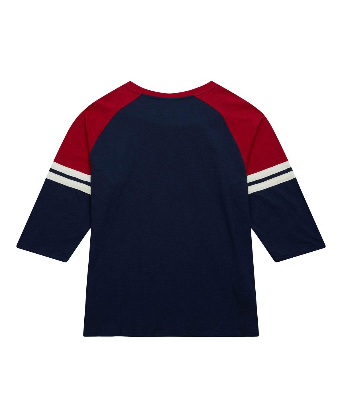 Mitchell & Ness Men's Navy Boston Red Sox Cooperstown Collection Legendary Raglan Slub Henley 3/4-sleeve T-shirt In Navy