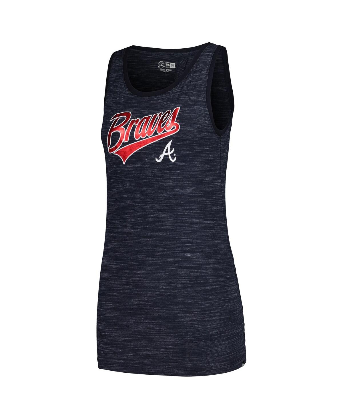 NEW ERA WOMEN'S NAVY ATLANTA BRAVES SPACE-DYE ACTIVE TANK TOP 