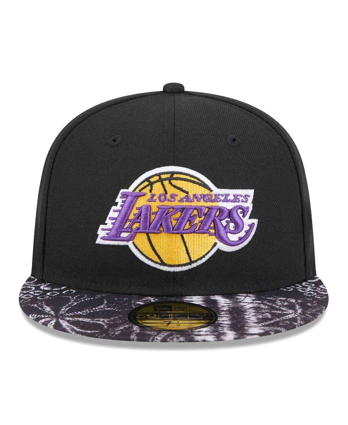 Shop New Era Men's Black Los Angeles Lakers Coral Reef Visor 59fifty Fitted Hat