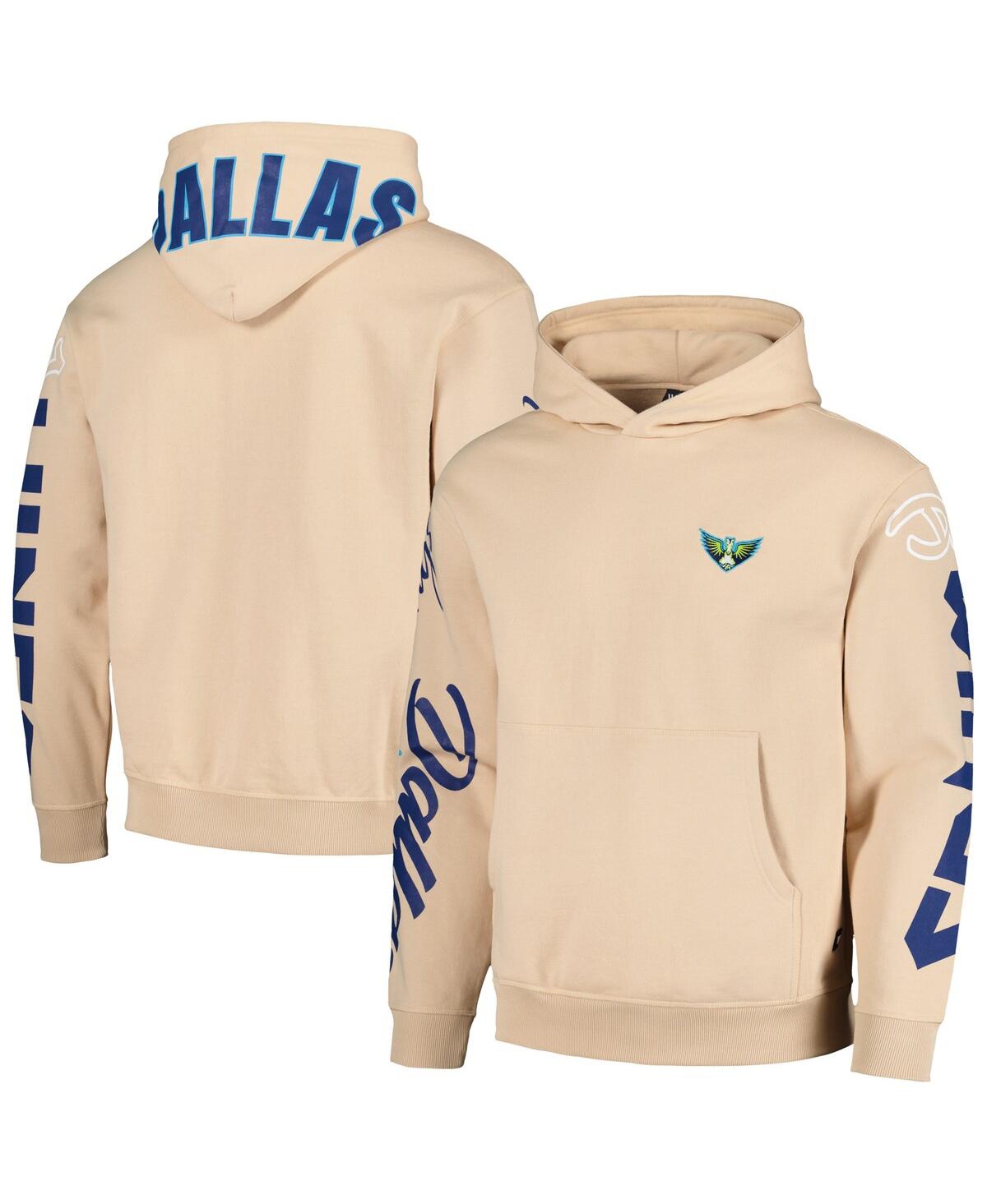 Men's and Women's Cream Dallas Wings Graffiti Acid Wash Pullover Hoodie - Cream