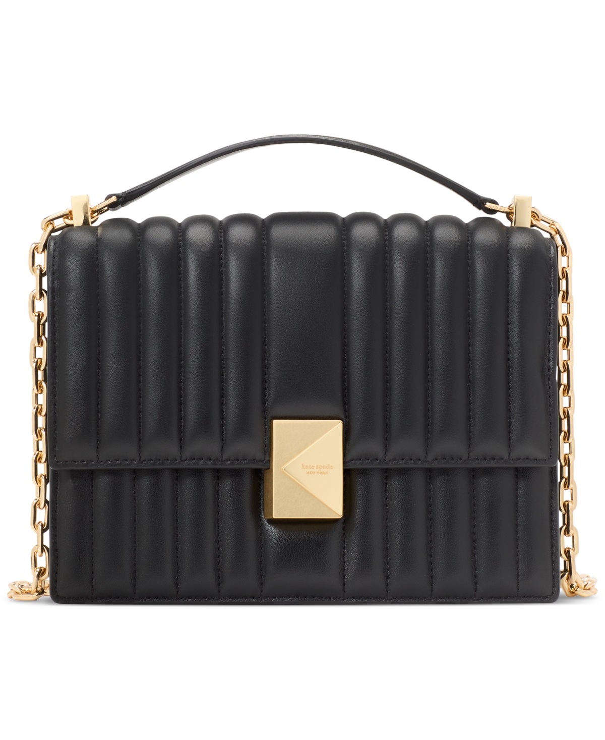 Shop Kate Spade Deco Quilted Leather Small Chain Shoulder Bag In Black