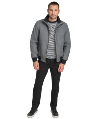 Men s Wool Bomber Jacket With Knit Trim