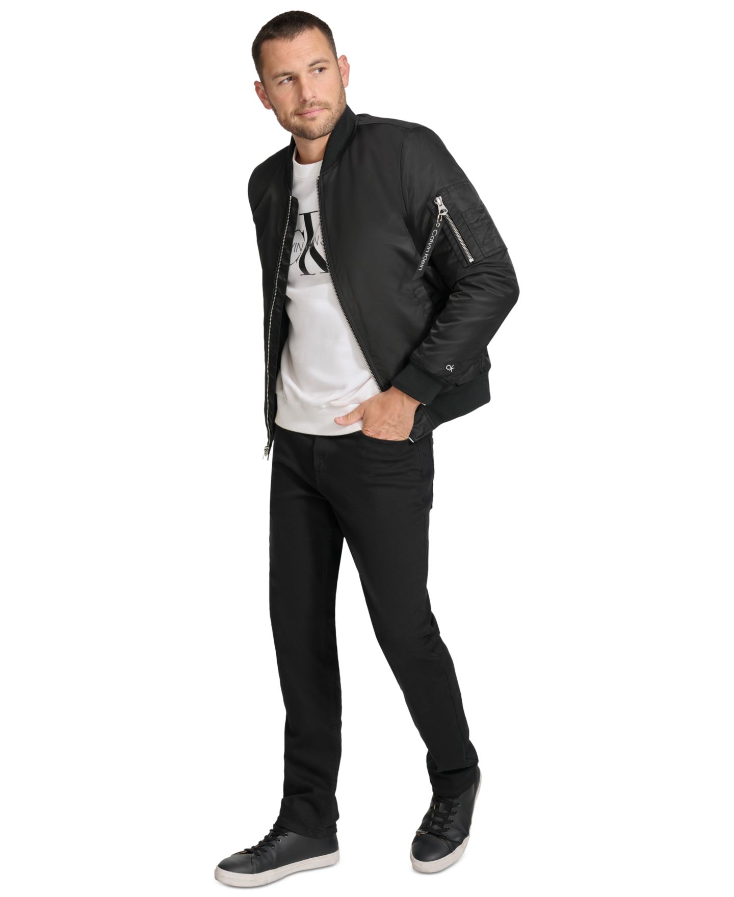 Мужская куртка Calvin Klein Classic MA-1 Nylon Bomber, цвет: Чёрный — фото 5