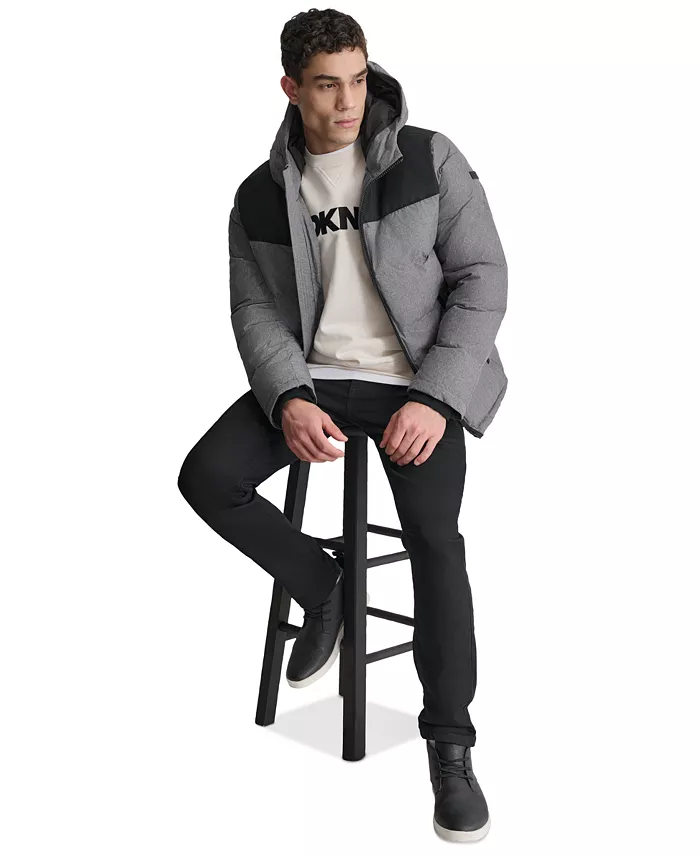 Men's Mixed-Media Puffer Coat - thumbnail 4