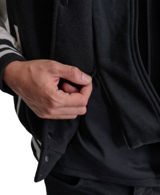 Men's Colorblocked Removable Hood Varsity Jacket