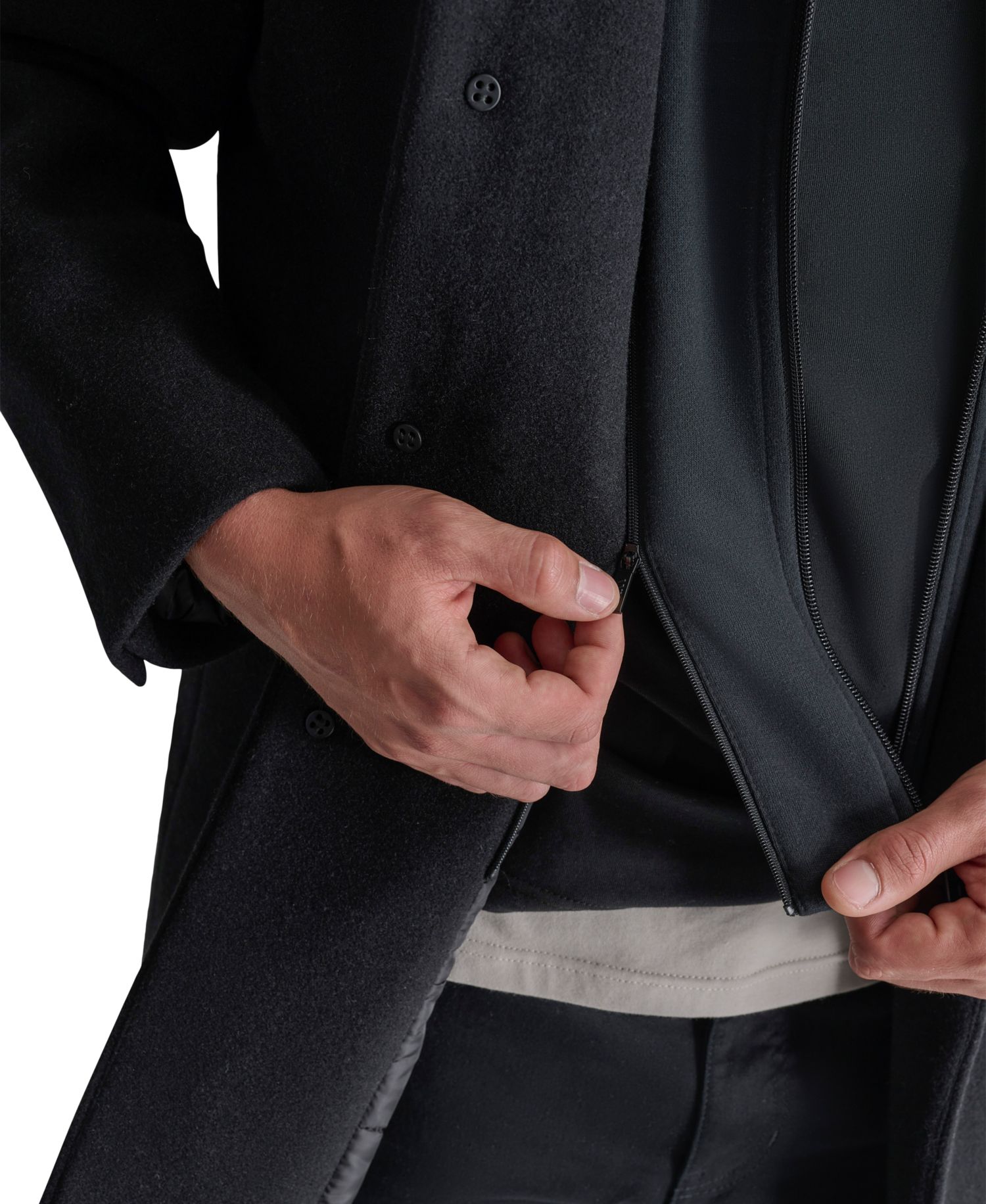 Men's Removable Hood Notch-Lapel Coat