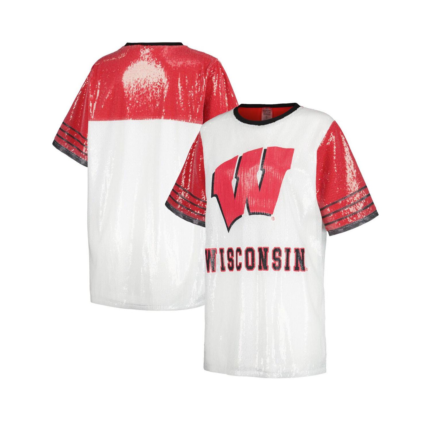 Women's White Wisconsin Badgers Chic Full Sequin Jersey Dress