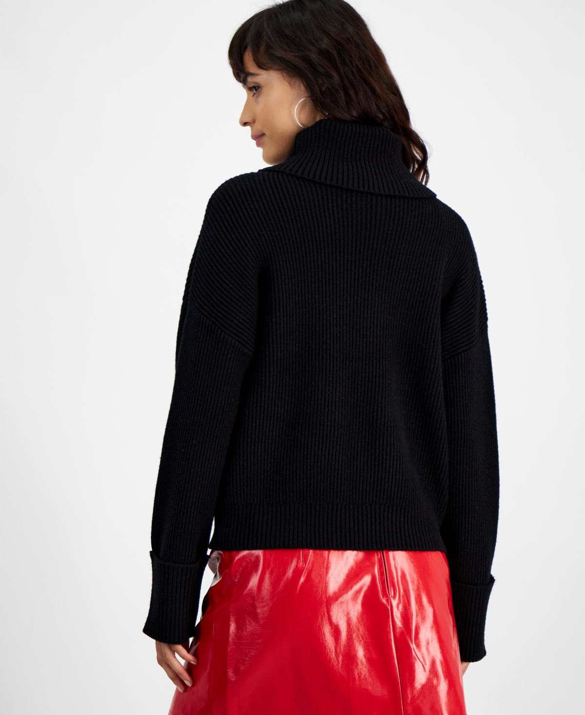 Bar Iii Women's Turtleneck Long-Sleeve Sweater, Created for Macy's