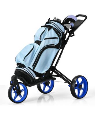 3 Wheel Folding Golf Push Cart with Scoreboard and Adjustable Handle