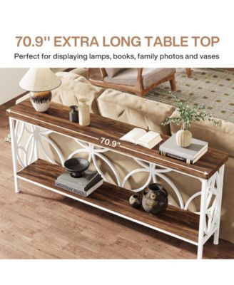 70.9-Inch Narrow Sofa Table, Industrial Long Sofa Table Behind Couch for Entryway, Living Room, Foyer, Unique Design