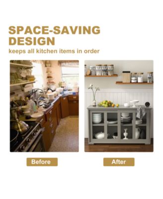 Antique Stackable with Height Adjustable Shelf Kitchen Storage Sideboard Cabinet