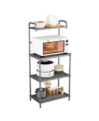 4-Tier Kitchen Microwave Storage Rack with Metal Shelves