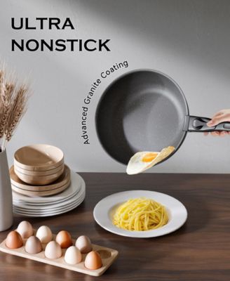 18-Piece Non-Stick Cookware Set with Silicone Tools, Detachable Handles, Space-Saving Design for All Stovetops